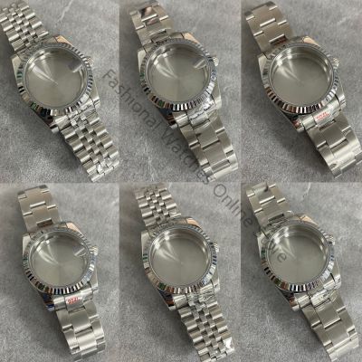36Mm Watch Case + Metal Strap Sapphire Glass Dog Tooth Ring Stainless Steel Case Mens Watches Accessory For NH35/NH36 Movement