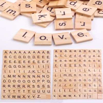 100Pcs Wood Tiles Letter Alphabet Craft Wooden Decorations for Home Event Wedding Party DIY Christmas Ornaments Digital Puzzle Tapestries Hangings