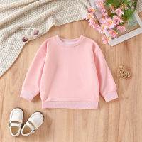 Toddler Kids Baby Boys Girls Sweatshirts Solid Color Crew Neck Long Sleeve Hoodies Autumn Winter Casual Pullovers Tops 1 2 3 4T