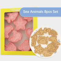 8 ชิ้นสัตว์ทะเล Cookie Cutters Mermaid Party เบเกอรี่คุกกี้แสตมป์ปลาปลาวาฬเต่ารูปร่างบิสกิตแม่พิมพ์ครัว Bakeware เครื่องมือ-gnxfnxfhnxfnxff