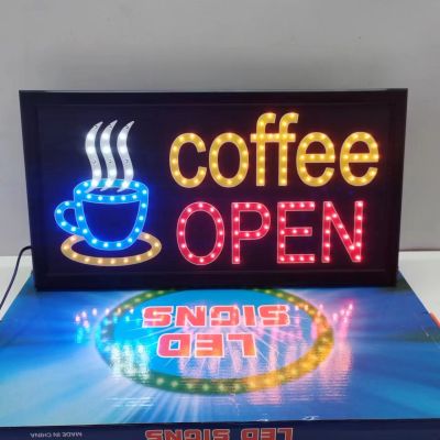 ป้ายไฟLED coffee OPEN ป้ายไฟกล่อง หลอดไฟLED ประหยัดไฟ เสียบ ปลั๊กไฟ บ้าน เพิ่มเอกลักษณ์สีสัน สวยงาม ตกแต่ง