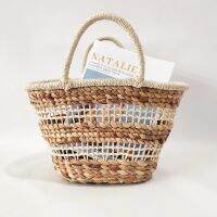 Holiday beach bag French retro straw bag corn husk niche hollow out hand-woven forest hand-carrying basket 〖WYUE〗