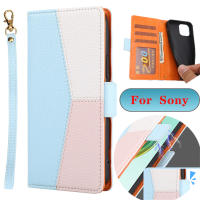 เคสโทรศัพท์ฝาพับหนังแม่เหล็กแผงสีเคสสำหรับ Sony Xperia 1 5 10 III Sony 10 5 1 II Xperia 5 III มีช่องใส่กระเป๋าเก็บบัตร