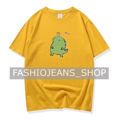 🦖FASHIONJEANS🦕เสื้อยืด คอกลม ลายโดโนเสาร์ สีเขียว🦖🦕แขนสั้น ผ้านิ่ม  เสื้อยืดแฟชั่น สไตล์เกาหลี #9651