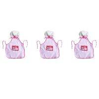 3X Childs Kids Chef Hat Apron Cooking Baking Boy Girl Chefs Junior Gift (Pink)