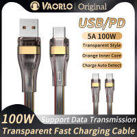 VAORLO 100W ต้นฉบับใสเปลี่ยนเป็นประเภท-C/microusb/iphone PD Typec/ iPhone สีส้ม