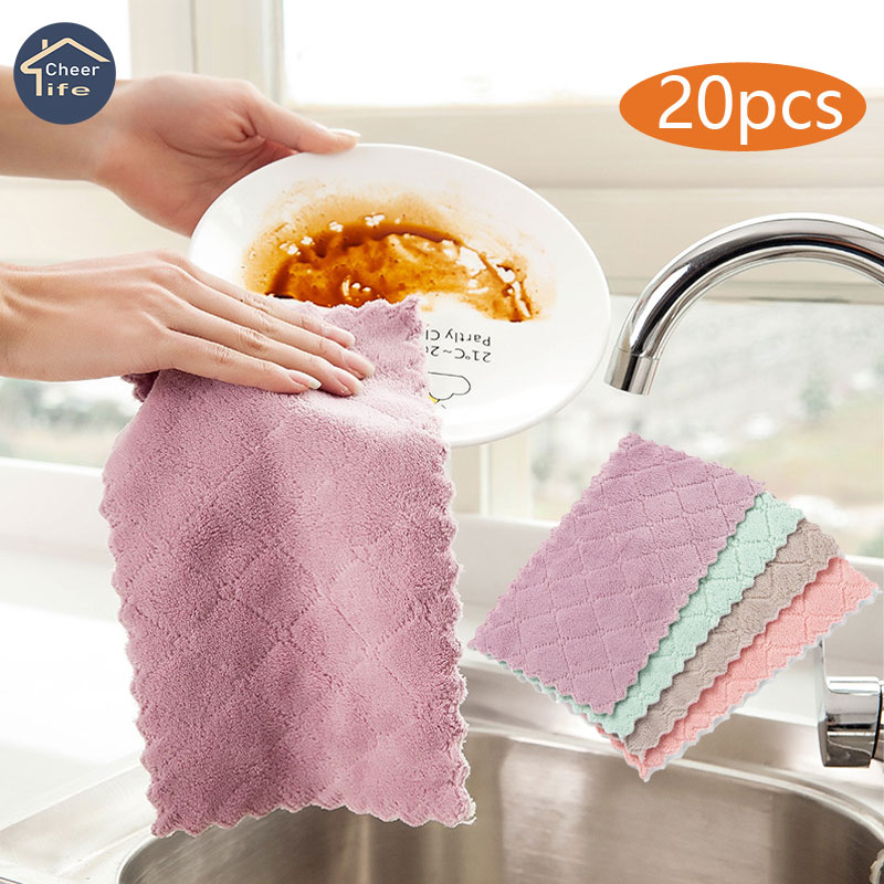 Kitchen Microfiber Cleaning Towel Absorbent Kitchen Washing Dish Cloth Rags Random 