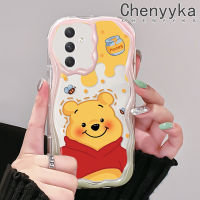 Chenyyka A54ปลอกสำหรับ Samsung 5G A33 5G A34 5G A53 5G A73 5G เคสลายหมีน้ำผึ้งน่ารักสีสันสดใสกันกระแทกแบบใสนิ่มเคสมือถือโปร่งใสลายกล้องถ่ายรูปที่สร้างสรรค์ฝาครอบป้องกันซิลิโคน