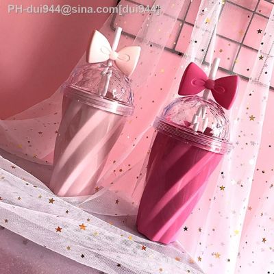 cups and mugs Lovely Straw pink Cups Cold Drink Cup Plastic With Bow Lid Straw Cup dropshipping hot selling 2020 new hot sale