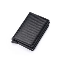 Customize Carbon Fiber Card Holder Wallets Men Rfid Black Magic Trifold Leather Slim Mini Wallet Personalized Small Money Bag