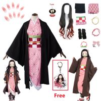 Nezuko Cosplay Anime Demon Slayer Kimetsu No Yaiba Cosplay Costume &amp; Accessories Kamado Kimono Uniform Halloween Clothes