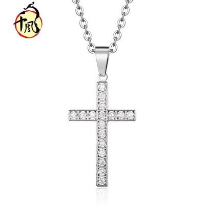 [COD] Cross-border e-commerce titanium steel cross necklace studded with diamonds and neutral style trendy men women personalized accessories