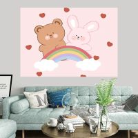 【Ready】? Cartoon pink cute girl background hanging cloth ins dormitory decoration cloth dormitory rental house renovation wall cloth