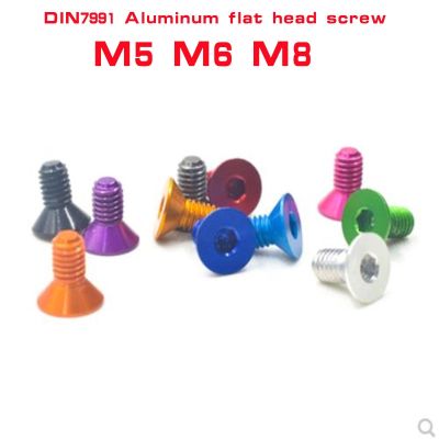 5-10pcs DIN7991 M5 M6 M8 x8/10/12/16/20/25/30 Anodized Colorful Aluminum Flat hex socket countersunk head Screw