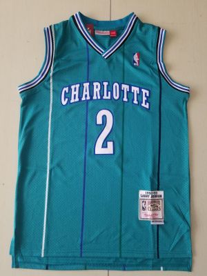 Ready Stock 22/23 Top Quality Hot Sale Mens Charlotte Hornets 2 Larry Johnson Mitchell Ness Teal Swingman Jersey