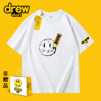 Drew Doll แบรนด์ฮิตลายการ์ตูนสไตล์ใหม่ปี2023เสื้อยืดแบรนด์แฟชั่นแขนสั้นคู่รัก