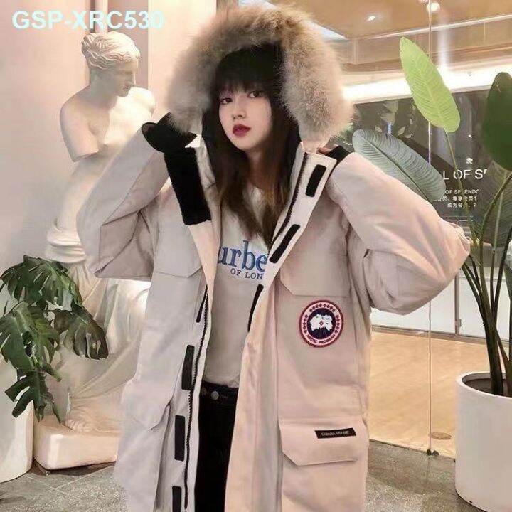 Canada Goose Flushed Down Jacket White Duck Down Long Men And Women