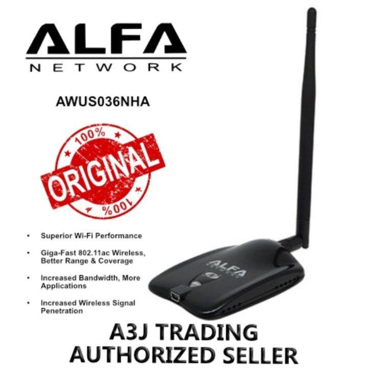 Alfa AWUS036NHA 2.4GHz 5dBi Long-Range Wireless USB Adapter Up to ...