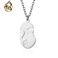 [COD] Ins cold style beauty face titanium steel pendant European and trendy brand quiet girl personality mens necklace
