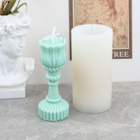 Candlestick Shape Candle Mould Handmade Luxuriant Candleholder With Candle Home Decoration Crown Column Non-stick Silicone Mold