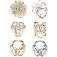 6Pcs WomenS Fashion Faux Pearl Crystal Rhinestone Scarf Ring Buckle Clip