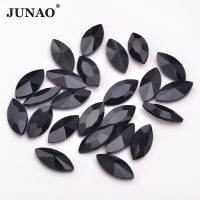 JUNAO 7x15mm Glass Rhinestones Glue on Pointback Decoration Stones for Jewelry