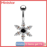 Ministar แหวนเซอร์คอนปุ่มท้องทำจากสแตนเลส,แหวนสะดือดอกไม้คริสตัลแฟชั่นสำหรับเครื่องประดับเครื่องประดับแบบเจาะร่างกายของผู้หญิง