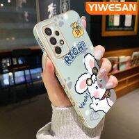 YIWESAN เคสปลอกสำหรับ Samsung Galaxy A32 5G A32 4G M32 5G บางลายการ์ตูนดีไซน์ใหม่กระต่ายบางหรูหราชุบลายขอบสี่เหลี่ยมเคสโทรศัพท์กันกระแทกคลุมทั้งหมดป้องกันเลนส์กล้องเคสนิ่ม