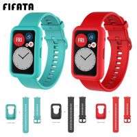 FIFATA Soft Silicone Strap + Protective Cover For Huawei Watch Fit Bracelet Protector Case Shell+Sport Watch Band For Huawei Fit Wall Stickers Decals