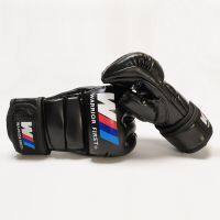 【LZ】☸☄  Metade dedo luvas de boxe couro do plutônio mma luta pontapé luvas de boxe karate muay thai sanda equipamento de treinamento logotipo personalizado