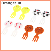 ???Orangesun 8ชิ้นการ์ตูนส้อมผลไม้มินิฟุตบอลกีฬาเค้กขนมขนมอาหารไม้จิ้มฟัน