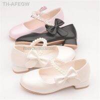 【hot】♧✑  Children Leather Bow Heeled Fashion Shoes