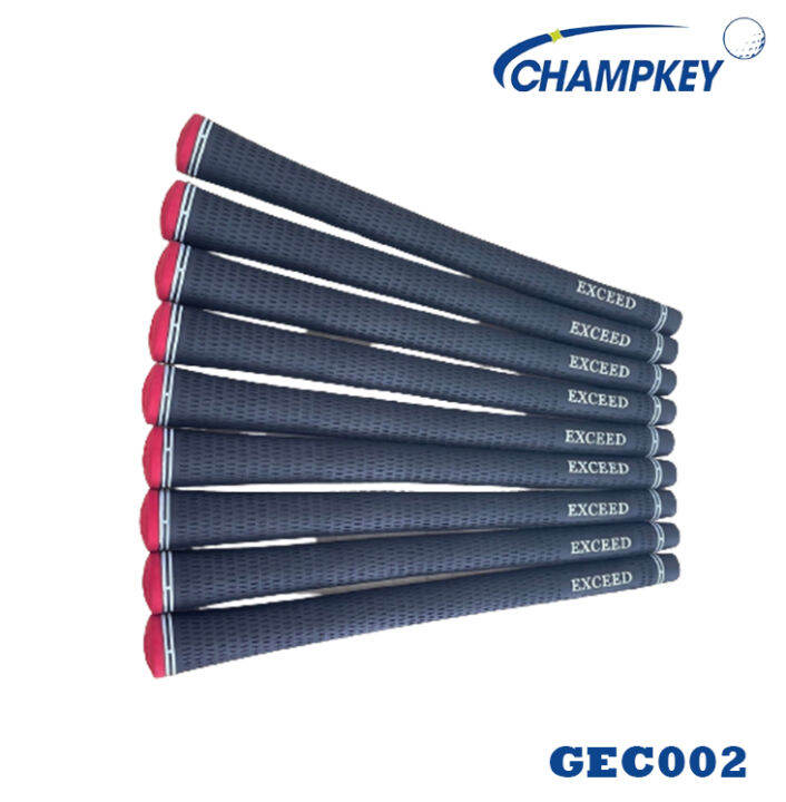 champkey-กริบไม้กอล์ฟ-แบบ-10-ชิ้น-สีดำแดง-gec002-golf-grip-standard-size