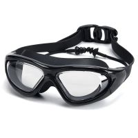 Large Frame Swimming Goggles With Earplug HD Transparent Glasses Anti Fog Silicone Waterproof Men Women Swim Eyewear Adult