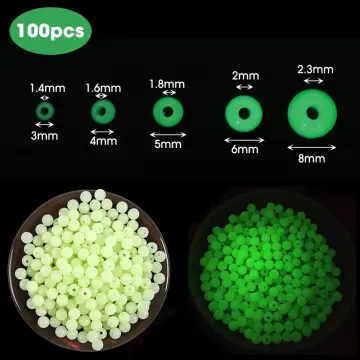 100PCS Green Saltwater Fishing Cylindrical Soft Rubber Luminous Beads  Glowing Stopper Fishing Hook Lure Accessories