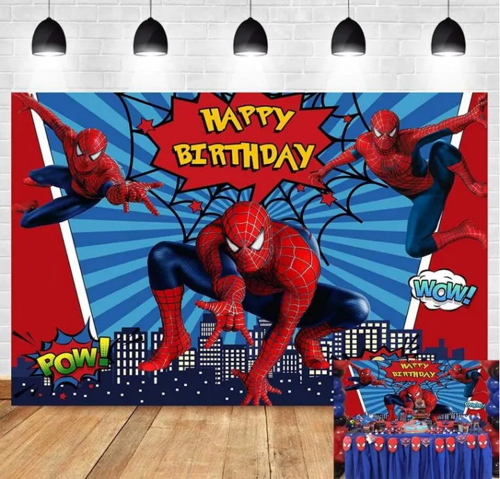 S-pider-man Photography Backdrop Baby Boys Happy Birthday Party Decorations  Vinyl Children Photo Booth Studio Props Background Superhero Cityscape  5x3ft Banner Dessert Table Baby Shower Supplies | Lazada Singapore