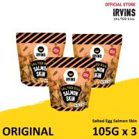 IRVINS Salmon Says Salmon Fish Skin 105g x 3 / หนังปลาแซลมอลรสไข่เค็ม (ห่อเล็ก)