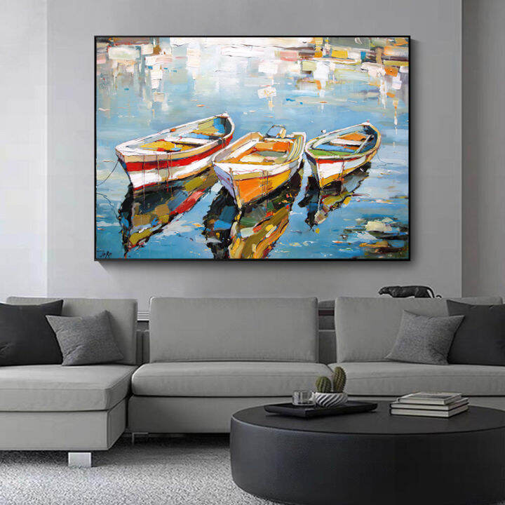 3-boats-oil-canvas-painting-sea-landscape-posters-and-prints-wall-art-picture-for-living-room-home-decor-cuadros