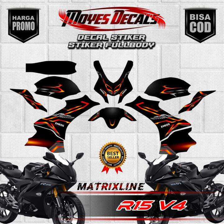 ⭐⭐⭐⭐⭐🙏🙏 Bisa Cod Bayar Di Tempat Decal Sticker Yamaha R15 V4 Decal R15 V4 Matrix Line