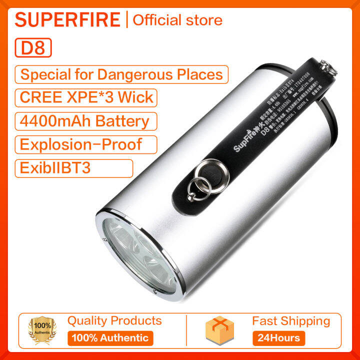 SUPERFIRE Explosionproof Glare Flashlight D8 Portable Searchlight