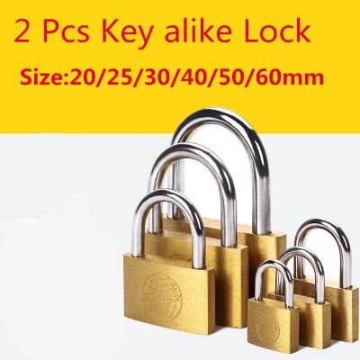 【YF】 2 Pcs Same key Copper Padlock Wolf Head Brass Lock Small Locks Door 20mm 25mm 30mm 40mm Not Rust Core Include 6 keys