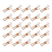 ☏۞✙ Pack of 25 Rose Gold Small Metal Clips - Multi-Purpose Clothesline Utility Clips