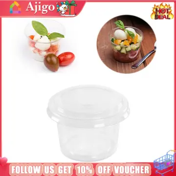 250ml Disposable Plastic Cups With Lids Salad Cup Transparent Plastic  Dessert Bowl Container With Lid For Bar Cafe Home Party