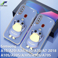 JieFie เป็ดน่ารักโทรศัพท์กรณีสำหรับ Samsung Galaxy A10S / A20S / A30S / A50S / A70S / A7 2018 / A10 / A20 / A30 / A50/A70อะนิเมะ Psyduck กรณีแฟชั่นโครเมี่ยมสแควร์ Soft TPU พร้อมขาตั้ง