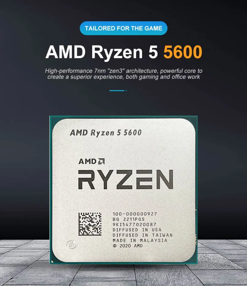 AMD Ryzen 5 5600 R5 5600 3.5 GHz 6-Core 12-Thread CPU Processor 7NM L3=32M  100-000000927 Socket AM4 New and without cooler