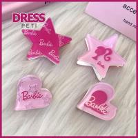 PETI DRESS แฟชั่นสำหรับผู้หญิง คลิปผมตุ๊กตาบาร์บี้ สไตล์ตุ๊กตาบาร์บี้ สีชมพูอมชมพู คลิปหนีบข้าง ของใหม่ รูปหัวใจ บีบีคลิป สำหรับผู้หญิง