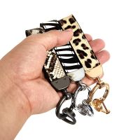 Luxury Genuine Leather Keychain Lanyard Men Women Leopard Zebra Snake Pattern Buckle Car Key Ring Holder Jewelry Gift