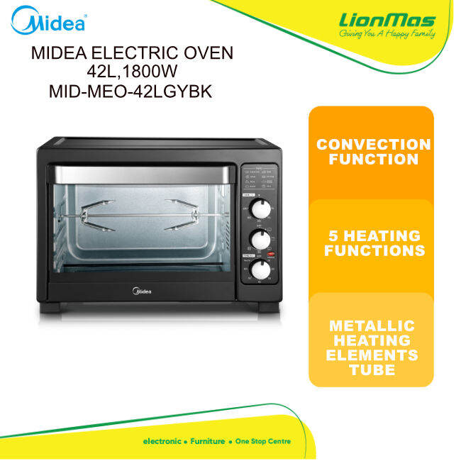 MIDEA ELECTRIC OVEN 42L,1800W MIDMEO42LGYBK Lazada
