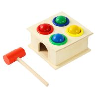 ของเล่นไม้ตีเกมบอลเคาะ Montessori ไม้เริ่มต้นสำหรับเด็กเรียนรู้ก่อนเกมค้อนตุ๊กตาของเล่นเด็กเพื่อการศึกษา