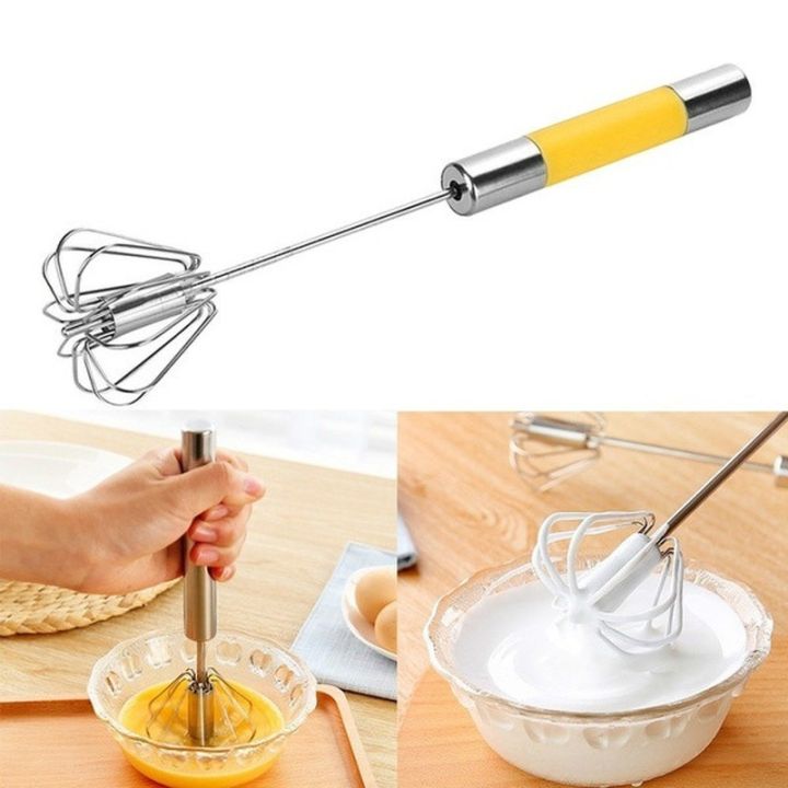 Mixer Egg Beater Manual Self Turning Stainless Steel Whisk Hand Blender Egg  Cream Stirring Kitchen Tools